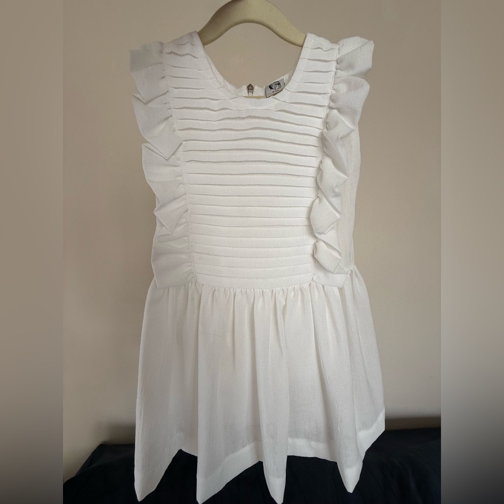 White Ruffled Sleeveless Dress